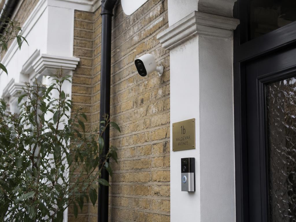 Security camera and video doorbell on a London townhouse